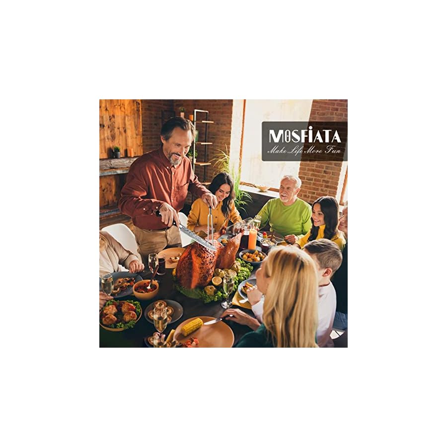 MOSFiATA-8-Carving-Knife-and-7-Fork-Set-Brisket-Slicing-Knife-Premium-Meat-Cutting-Knife-German-High-Carbon-Stainless-Steel-EN4116-BBQ-knives-for-Slicing-Meats-Fruits-and-Vegetables MOSFiATA 8" Carving Knife and 7" Fork Set Brisket Slicing Knife Premium Meat Cutting Knife German High Carbon Stainless Steel EN.4116 BBQ knives for Slicing Meats, Fruits and Vegetables
