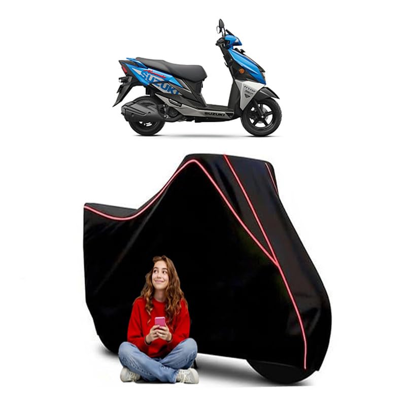 Image of Avenis 125 BS7 Scooty Bike Cover Water Resistant Outdoor Use Universal Fit Scooters Motorcycles Heavy Duty UV Protection Dust Rain Scratch Resistant Elastic Bottom Black Blue Piping