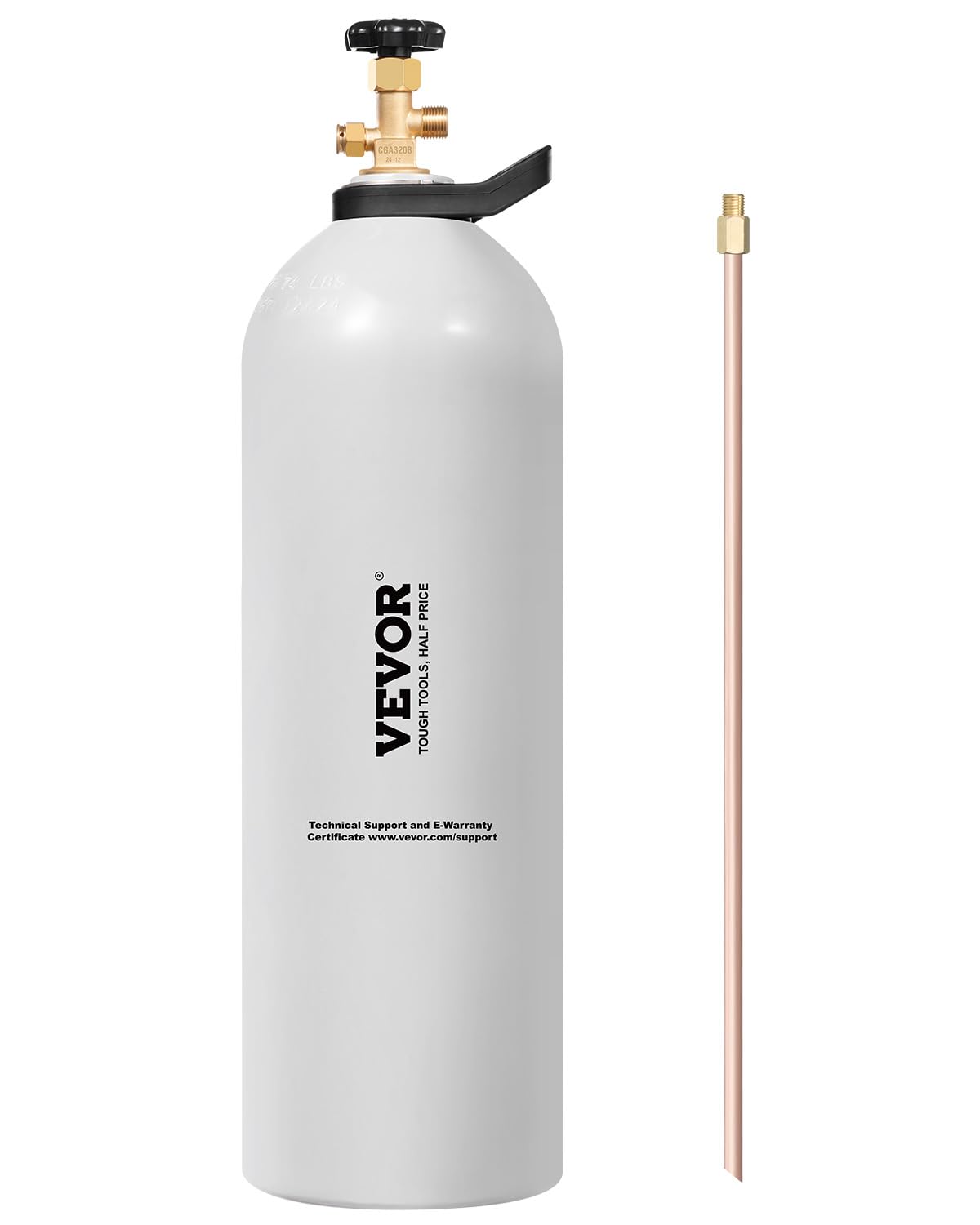 VEVOR CO2 Tank, 20 lbs New Aluminum Alloy Cylinder, CO2 Air Tank with Light Spray Coating, CGA320 Valve, Handle, Built-in Purple Copper Siphon, DOT Approved Cylinder for Draft Beer Dispensing