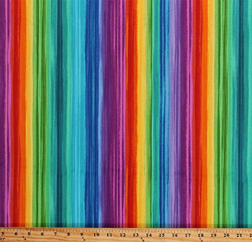 Cotton Rainbow Stripes Bright Colors Multi-Color...
