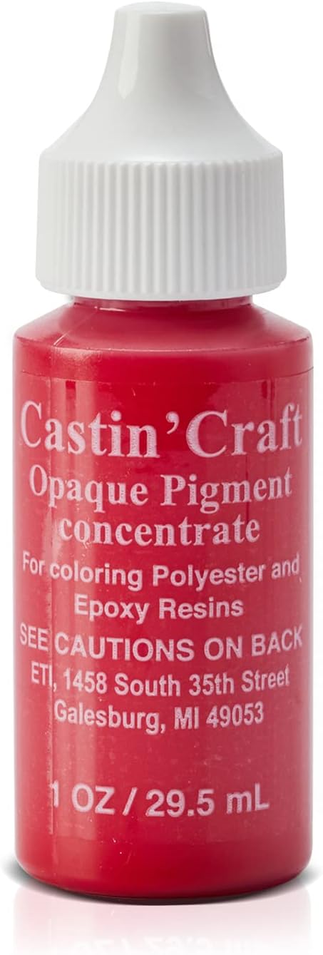 Environmental Technology Castin'Craft Opaque Pigment - Red (1 oz Kit) Polyester Casting Resin & Clear Epoxy Liquid Tints & Dye Art Supplies Artists, Artisans & Hobbyists, 1 Fl Oz (Pack of 1) (46302)