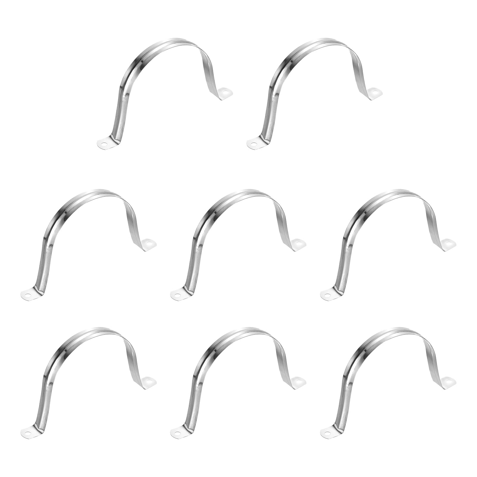 sourcing map 8Pcs Rigid Pipe Straps, 100mm(3.94") 201 Stainless Steel 2 Hole U-Shaped Bracket Tube Hanger Pipe Clamps for Fixing Pipe Cable