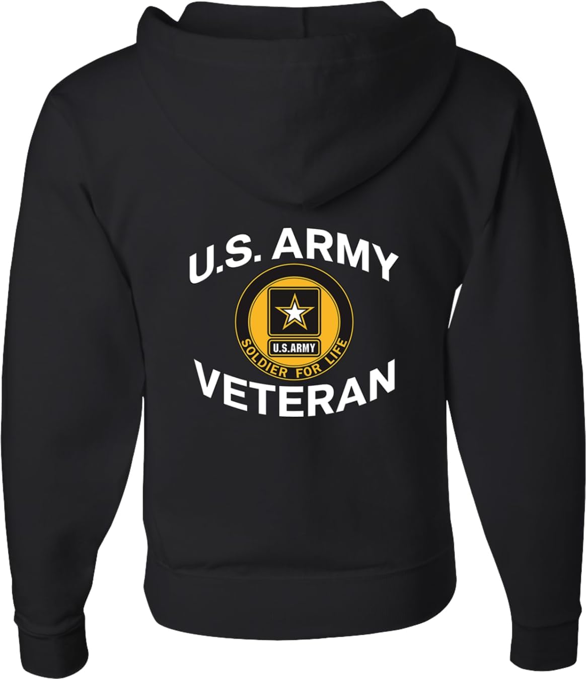 US Army Veteran Soldier for Life Full Zip Hoodie Front and Back