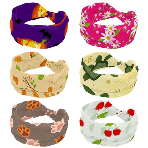 Bandeaux larges pour femme lot de 6 turbans élastiques à motif marguerite