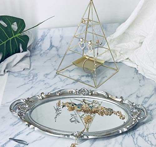 Mirrored Tray,Decorative Mirror for Perfume Organizer Jewelry Dresser Organizer Tray and Display,Vanity Tray,Serving Tray,9.8 inch x 14 inch