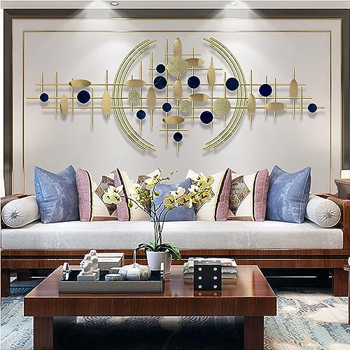 Image of ULTRA SHINE HOME DECOR Modern 3D Creative Rounds & Lines Metal Wall Art Geometric for Home Decoration, Bedroom, Living Room, Hotel & Restaurant Decor (50 x 24 Inch)
