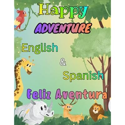 Happy Adventure Bilingual Coloring book - Cute baby animal coloring book. Have fun learning English/Spanish and color your favorite animals.