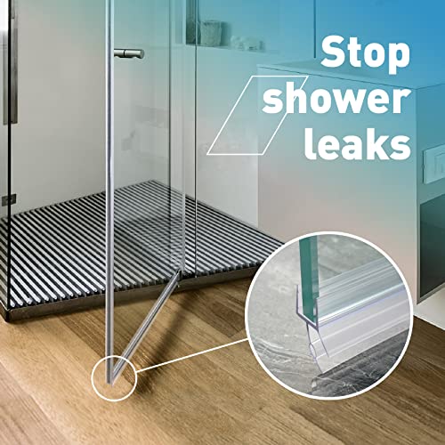Fcsotsps Shower Door Bottom Seal - 2 Pcs 3/8" X 36" Shower Door Sweep For 3/8 Inch Glass, Frameless Glass Shower Door Seal Strip With Drip Rail - Stop Shower Leaks And Create A Water Barrier (10 Mm) #TOP4