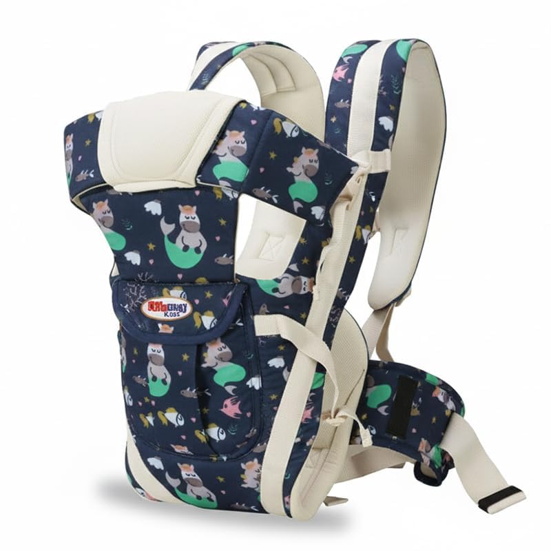 Image of Chinmay Kids Baby Carrier Bag in 4-in-1 Ergonomic Adjustable Sling Kangaroo Design for Infant Child and Mother Travel | 0 to 2 Year | Navy Blue