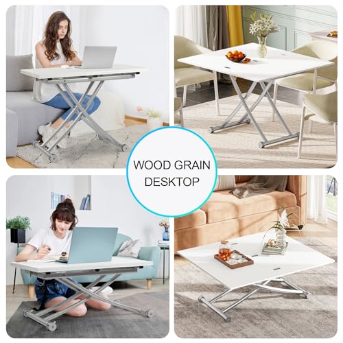 JEFFORDOUTLET Multifunction Dining Table, Modern Height Adjustable Coffee Table,White Party Table for Living Room,Dining room - Image 6