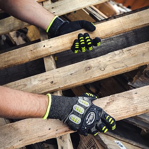 Dead On Tools A3 Demolition Work Glove, Large, Black/Yellow