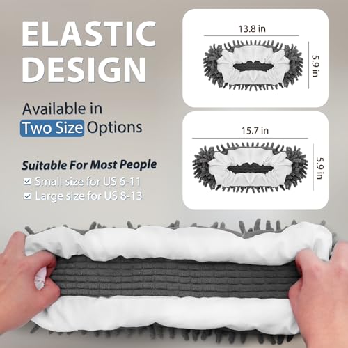 8 Pcs Mop Slippers Socks Floor Cleaning,Microfiber Shoe Covers dust Washable Reusable for Woman Man House Kitchen (Dark Grey) image 12