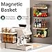 NRSVIAN Magnetic Shelf for Fridge with Wood Lid, Fruit Potato and Onion Storage Bins, Kitchen Large Container Magnetic Spice Rack for Refrigerator, Kitchen Counter, Tools, Snack (BLAKC, 1 Pack)