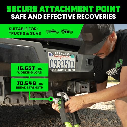 Image of Rhino USA Super D Ring Shackles (2-Pack) - 70,548lb Break Strength - Heavy Duty 3 /4 inch Clevis Shackle with 7 /8 Pin for Towing & Off-Road Use - Pairs with Tow Strap for Vehicle Recovery (White)