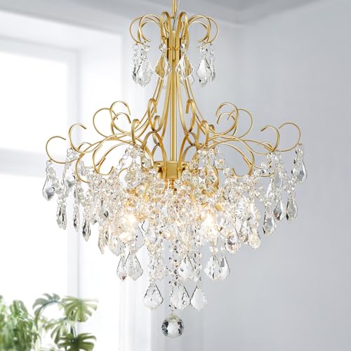 WUZUPS Crystal Chandelier 5-Light Pendant Ceiling Light Modern Lighting Fixture for Dining Room...