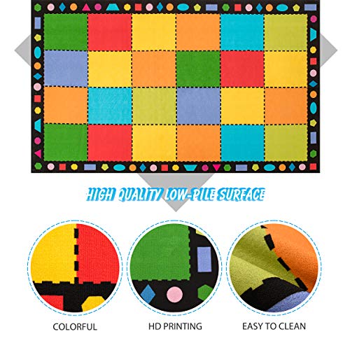 Image of Booooom Jackson Classroom Rug Elementary, Colorful Classroom Seating Rug for Nursery, School, Children's Classroom Area Rug Educational Carpet with Non-Slip Backing(Seats-24),13' x 7' 5 inch