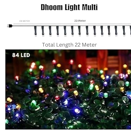 Image of One94Store 22 Meter Copper String Fairy Lights - 84 Multicolor LEDs, Flexible Waterproof Decorative Lights for Diwali, Christmas, Parties & Home Decor (Pack of 1)