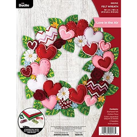 Bucilla Felt Applique Wall Hanging Kit, Love in The Air Felt Applique Wall Hanging Kit, Perfect for DIY Arts and Crafts, 89576E Cover