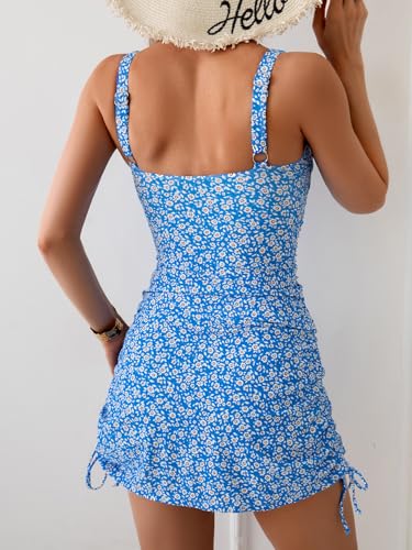 Image of B2prity Tankini Swimsuit for Women Slimming Tummy Control Two Piece Bathing Suit Drawstring Swimwear Tank Top with Skirt