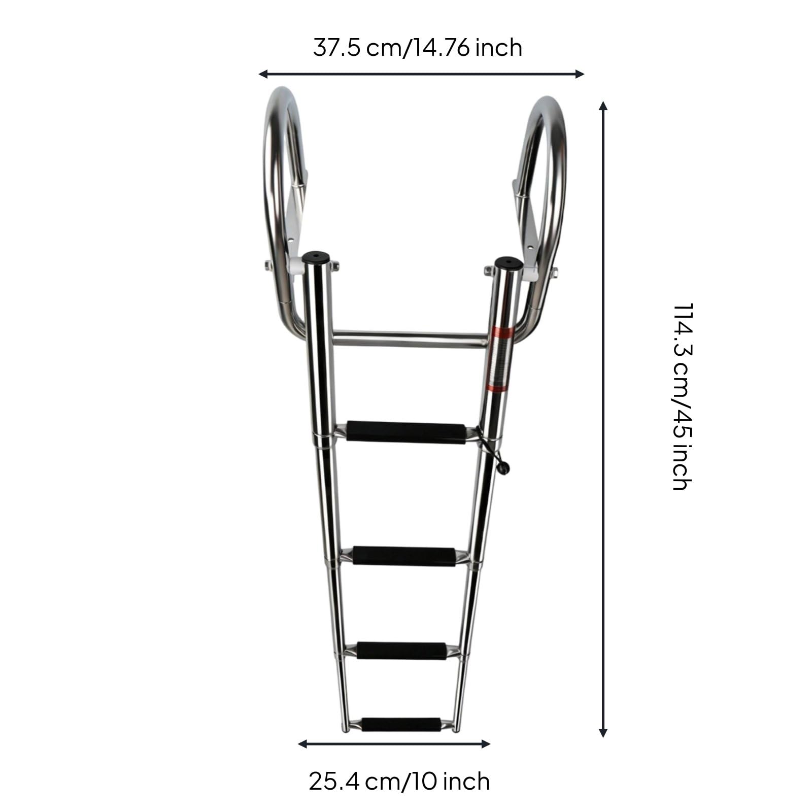Échelle de Bateau Marine Échelle de Bain Échelle Télescopique Échelle Pliable Construction en Acier Inoxydable Résistante à l'eau Adaptée aux Retours, 4 Sections
