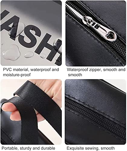 Image of KASHIVAL 3-Piece Clear Travel Toiletry Bags Set, Waterproof Transparent Makeup Organizer Pouches with Zipper, Large Medium Small Cosmetic Storage Cases with Carrying Handle (Black)