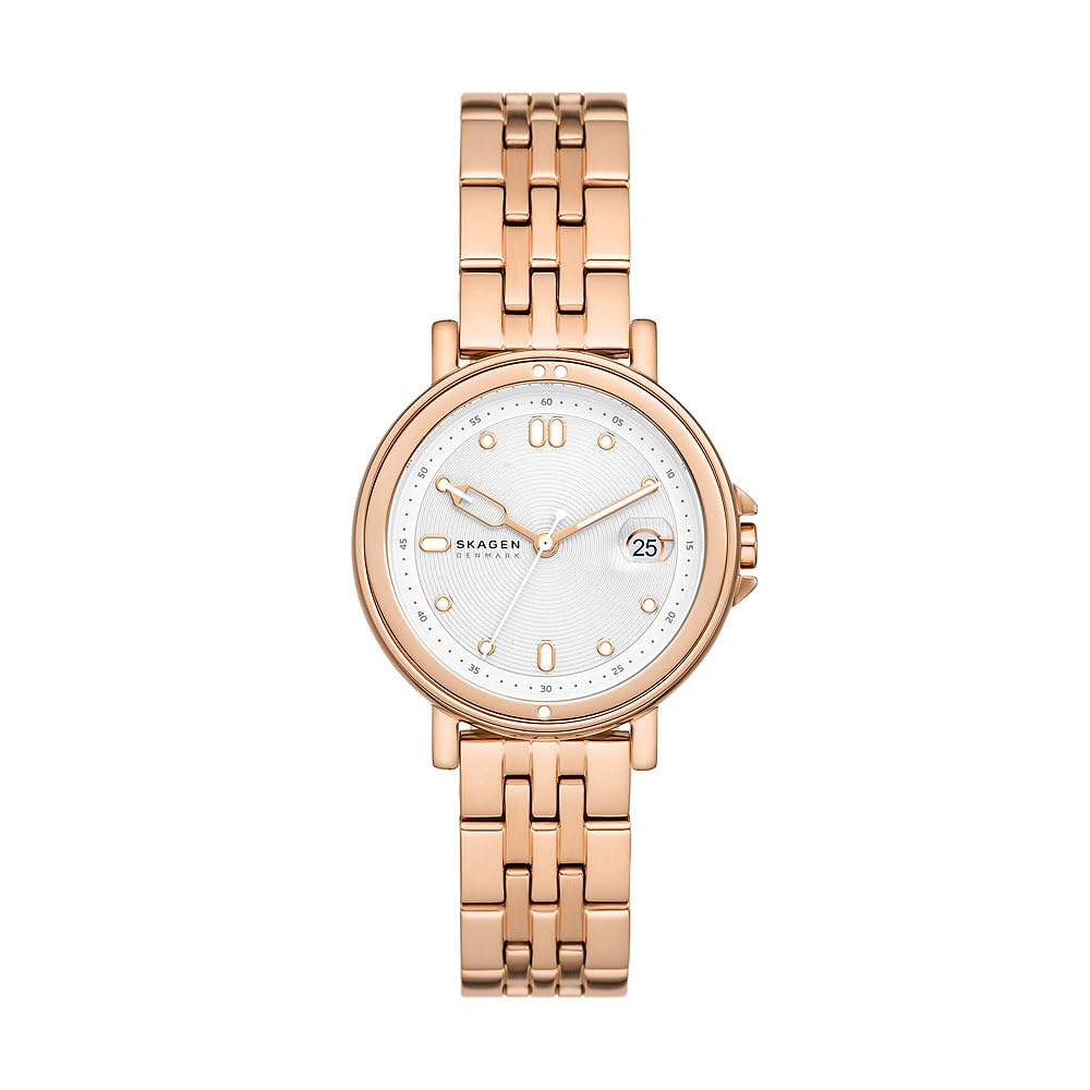 Skagen Women's Watch Signatur Lille Sport Three-Hand Date, Rose Gold Stainless Steel, SKW3136