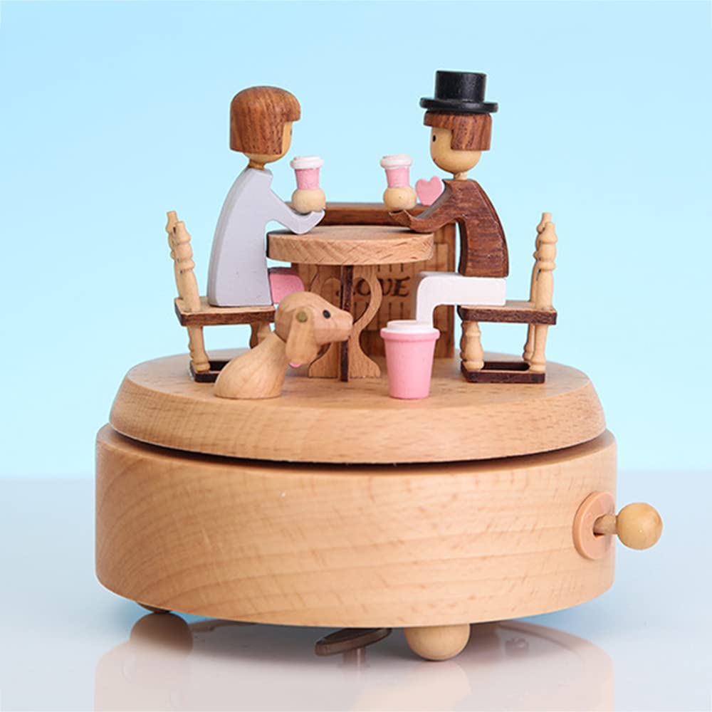 Carillon Scatola Musicale Scatola di Musica in Legno Handmade Melody Mechanical Melody Box for Il Giorno di San Valentino Regalo di Compleanno di Nozze, Musica: Storia d'Amore Carillon Regalo di