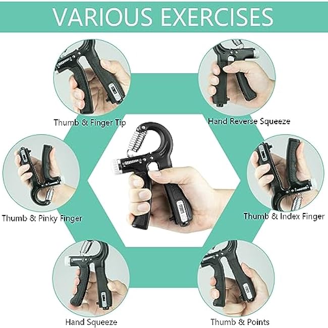Hand Grip Strengthener Trainer - Hand Strengthener & Grip Strength - Forearm Grip Adjustable Resistance - Finger Stretcher, Hand Gripper, Finger Exerciser for Men/Women