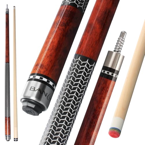 Banly Billiard Cues Sticks - 58' Pro Taper Canadian Maple Wood Pool Cues, 12.5mm Tip Low-Deflection Cue Stick, Pool Stick for Precision Control in 9-Ball & Competitive Play - Brown