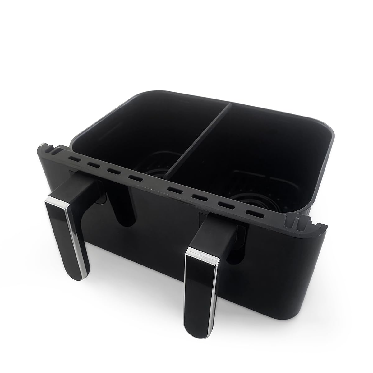PRIXTON Freidora de aire sin aceite 8 litros con doble compartimento Cook Organics Dual, Ventana transparente, Iluminación interior, Pantalla táctil, Pared Divisoria