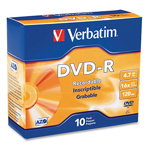 Image of Verbatim - Dvd-R Discs, 4.7gb, 16x, W /slim Jewel Cases, 10 /pack
