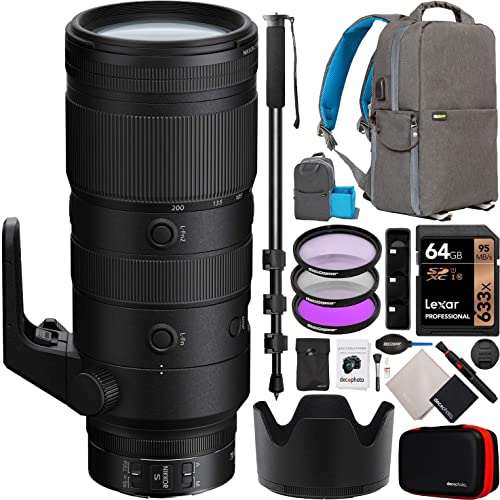 Nikon NIKKOR Z 70-200mm f/2.8 VR S Telephoto Zoom Lens for Z Mount Mirrorless Cameras 20091 Bundle with 77mm Filter Kit + Monopod + Deco Gear Photography Backpack + Photo Video Accessories Kit