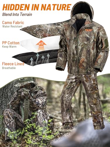 NEW VIEW Insulated Hunting Clothes for Men Cold Weather, Warm Camo Hunting Jacket and Pants, Hunting Suit for Deer Duck Hunts2
