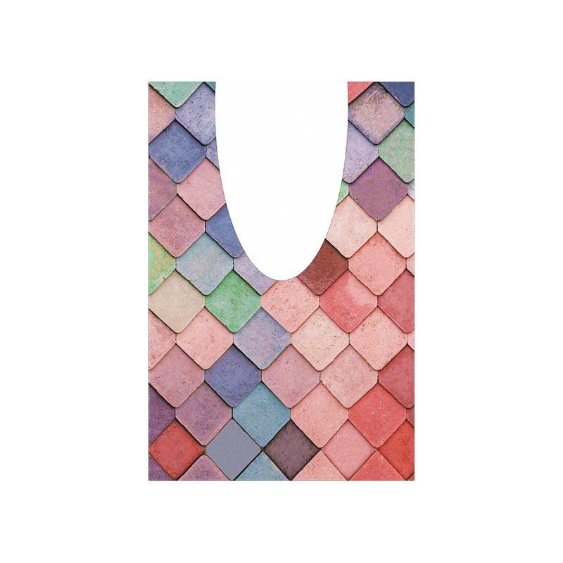 Iczodrow Toilet Toilet U-Shaped Foot pad Toilet Waterproof and Stain-Resistant PVC Floor mat Toilet Bathroom Non-Slip mat (Colorful Rhombus,24''x36'')