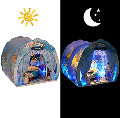 WonDerfulC DIY Meeresboden Hütte Miniatur Puppenhaus Kit 3D-Puzzle Herausforderung Geschenk Baukasten Tiny House… – Bild 7