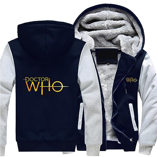 SHAMMA Sweats à Capuche en Polaire pour Hommes pour Doctor Who Vestes d’Hiver Full Zip Coats Warm Thick Outerwear Workout Pullover Casual Tops pour...