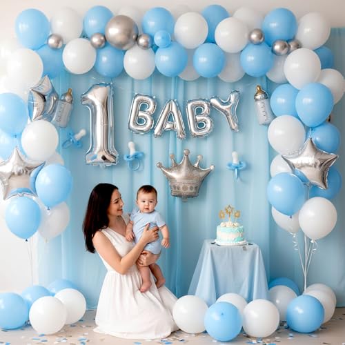LOVESTOWN 110 PCS Light Blue Balloons, 12 Inch Bright Light Blue Latex - image 2