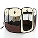 QIYADIN Pethouzz Pet Dog Foldable Portable Octagonal Fences Puppy Playpen House Tent Bed with a Carrying Case (Small, Brown)