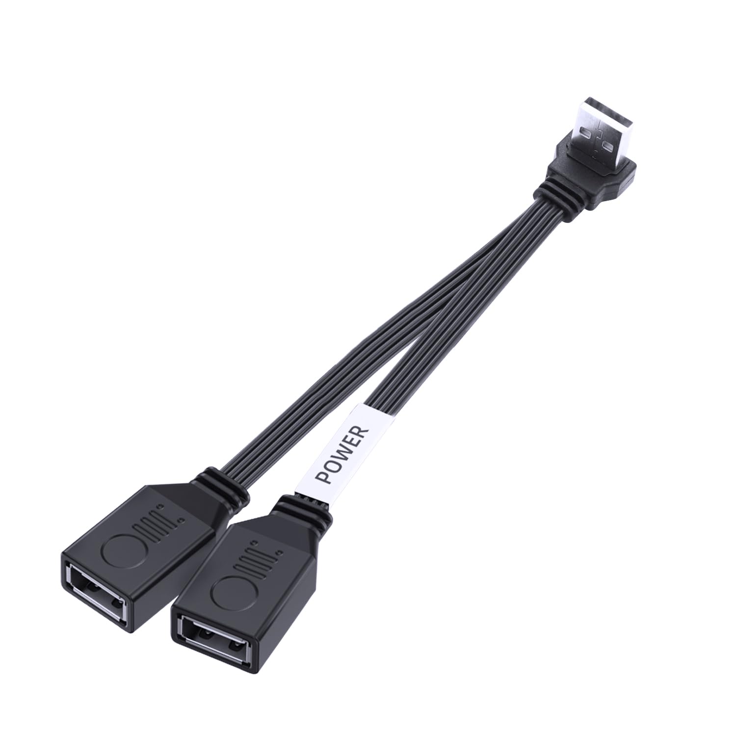 LANMINGLEL Kurzes 90 Grad PD 65W USB 2,0 Schnelllade kabel Flaches USB 2,0 Stecker auf 2 Buchsen Kabel Doppel USB Splitter Datenübertragung skabel für Telefone, Tablets, Laptops 10CM (Down Angle)