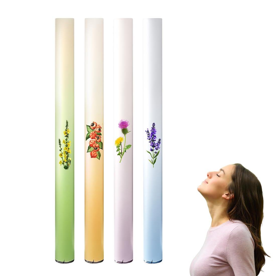 Aromatherapy Inalatore,4 pcs Penna Aromaterapia Erbe Polic Puliti Insalatore Con Tripli Estratti Piante