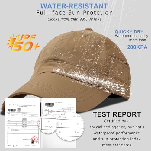 Image of Mens Waterproof Baseball Cap Womens Rain Hat Quick Dry Running Hat with Sweatband Outdoor Golf Breathable Sports Cap
