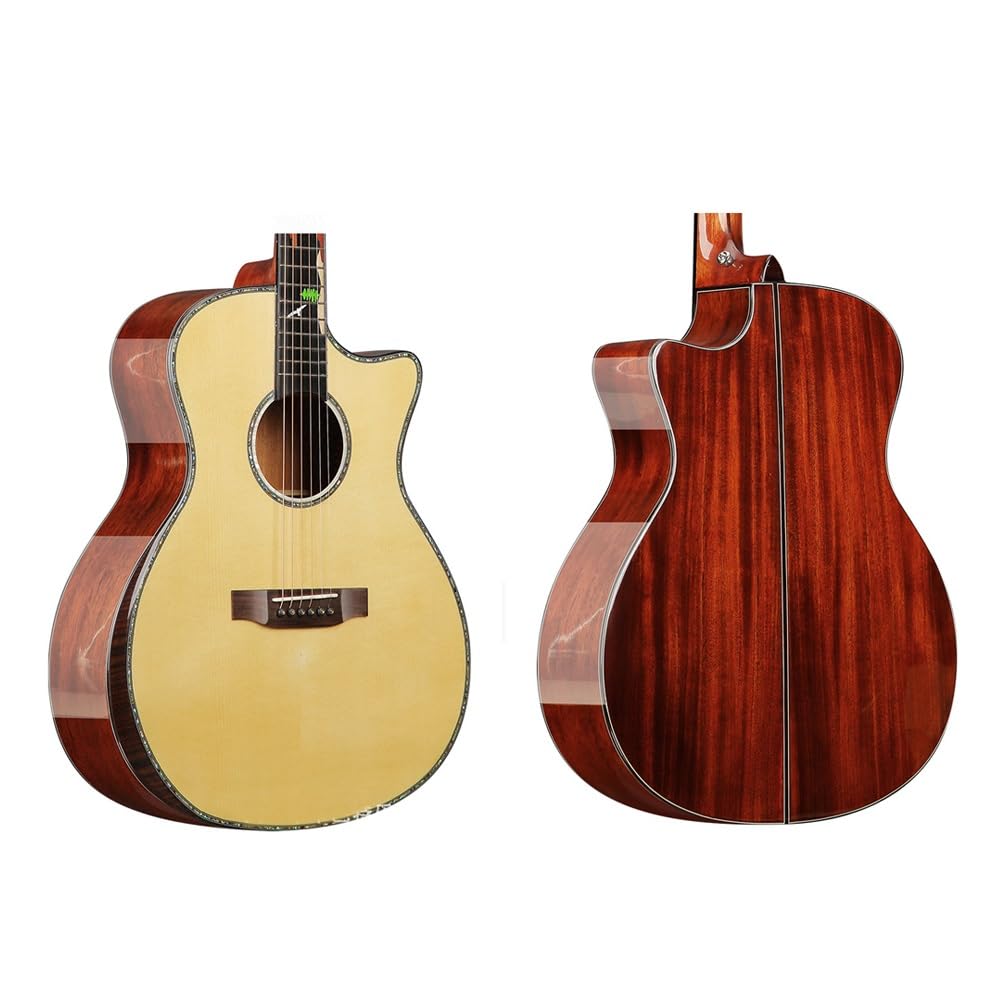 La chitarra folk ByErz da 41 pollici in abete rosso con impiallacciatura singola con design unico del modello della tastiera e superficie originale color legno è adatta for esercitarsi e suonare, prin