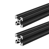Vista 1 de Paquete de 2 extrusión de aluminio negro con ranura en V 2020 de 59.06 pulgadas/59.055 in de longitud, aluminio extruido de 0.787 in x 0.787 in, 20