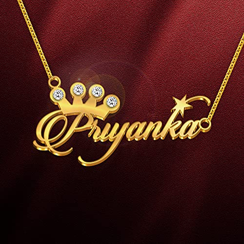 Image of Priyanka Cursive Gold & Silver Name Pendant Necklace, Best Jewelry Gift for Girls.