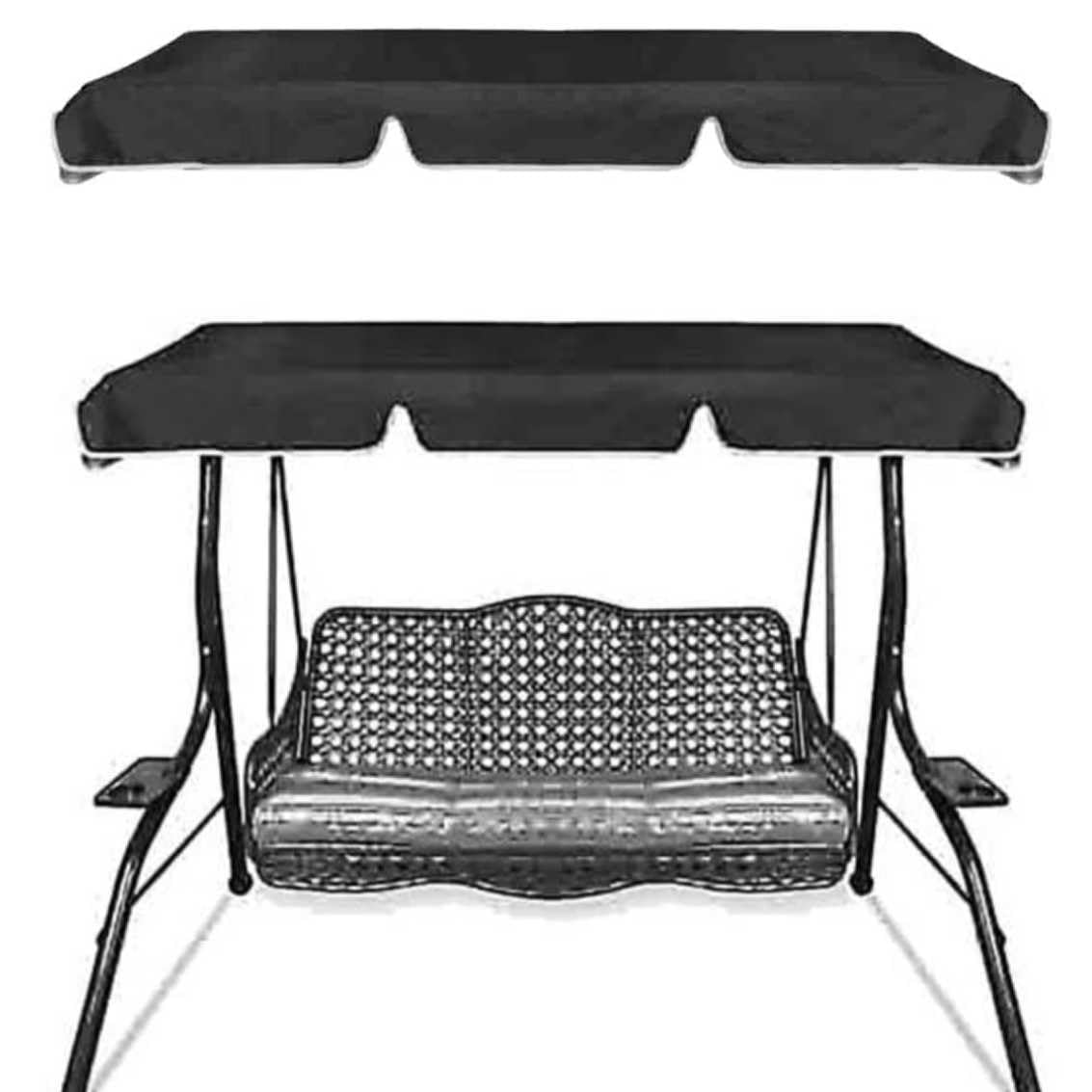 Yelschwa Black Porch Swing Canopy Replacement 3 Seater Garden Swing Seat Canopy Cover Hammock Sun Shade Cover Swings Canopy Cover For Patio Garden Poolside Backyard Enjoy Your Garden (,164*114*15Cm)