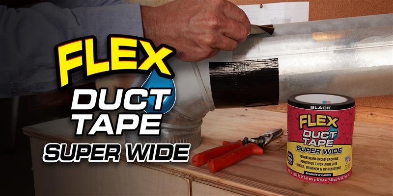 Image of Flex Duct Tape, Super Wide, 4.6 Inches x 20 Feet, Black, Heavy Duty Strong, Multi-Surface, Water, Weather and UV Resistant, Tearable, Perfect for Boxes, No Residue
