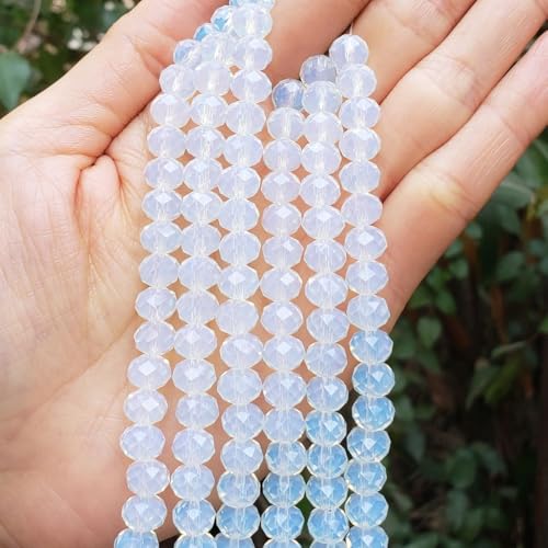 Image of 700pcs Czech Faceted Rondelle Crystal Glass Beads 8mm Bulk White Opal