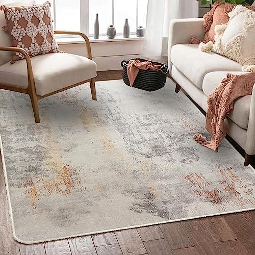 Calore Area Rugs Modern Rugs Living Room, Non-Slip Soft Short Pile Bedroom Rugs, Abstract Grey Chic Carpet for Bedroom Living Room Dining Room (Abstract Grey, 120 x 160 cm) - Image 4