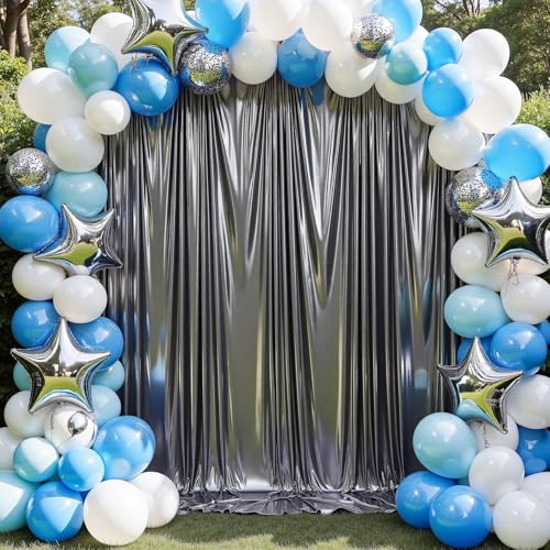 Image of 10x10 ft Wrinkle Free Black Silver Sequin Backdrop Curtain for Parties,Thick Not Fall Glitter Wedding Backdrop Drapes,2 Panels 5x10ft Shimmer Photo Back Drop Cloth for Birthday Photography Background