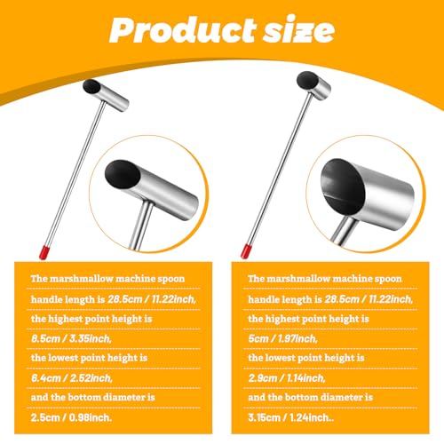 Zorqon Long Handle Small Caliber and Large Caliber Marshmallow Machine Spoons, Stainless Steel Sugar Spoon, Cotton Candy Machine Spare Parts - Thumbnail 2